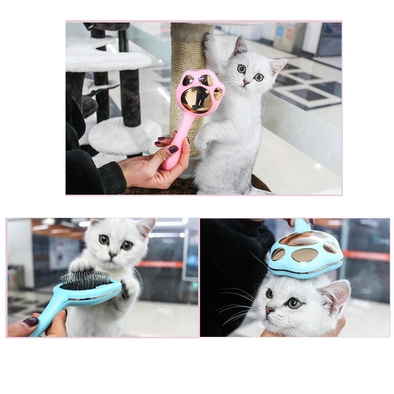 Cat Paw Grooming Comb Undercoat Pin Rake Brush for Pets' Hair Shedding