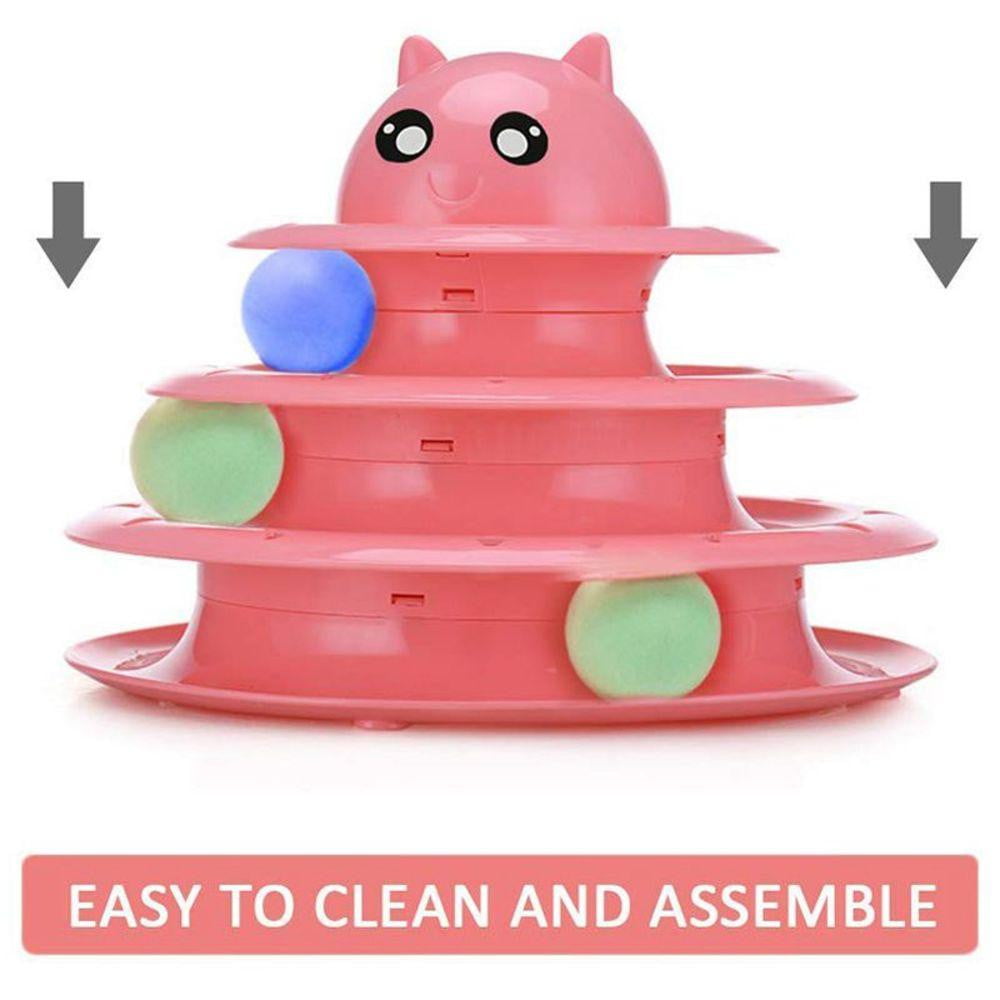 Cat Toy Colorful 3 Level Tower Track Roller Toy with Balls
