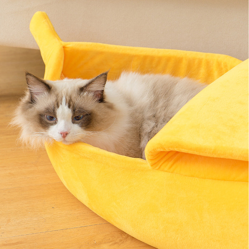 PetCare Soft Banana Shaped Cat Bed
