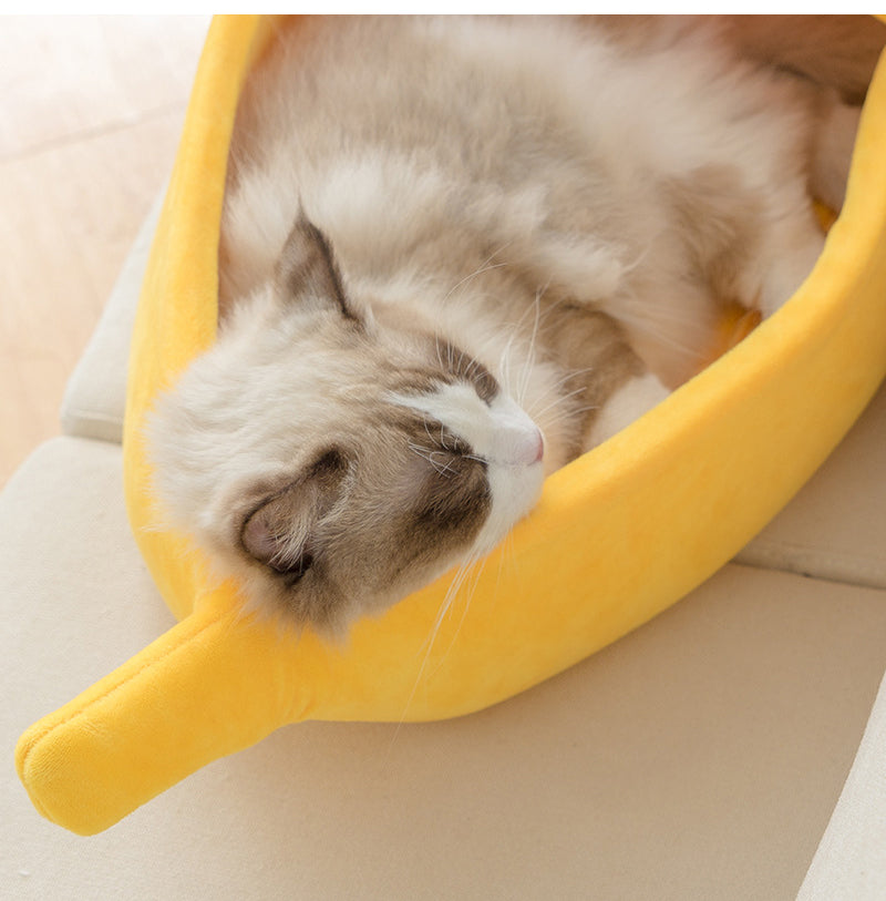 PetCare Soft Banana Shaped Cat Bed