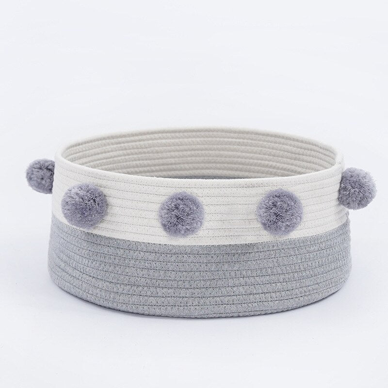 Home Cotton with velvet Universal Round Cat Bed Basket Nest Cotton Rope