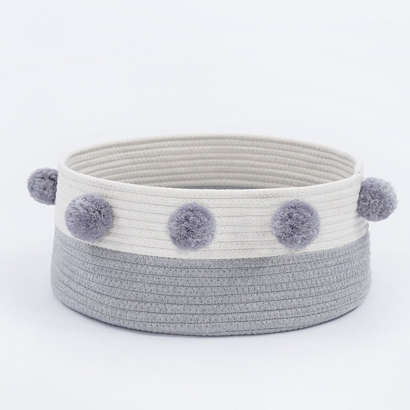 Home Cotton with velvet Universal Round Cat Bed Basket Nest Cotton Rope