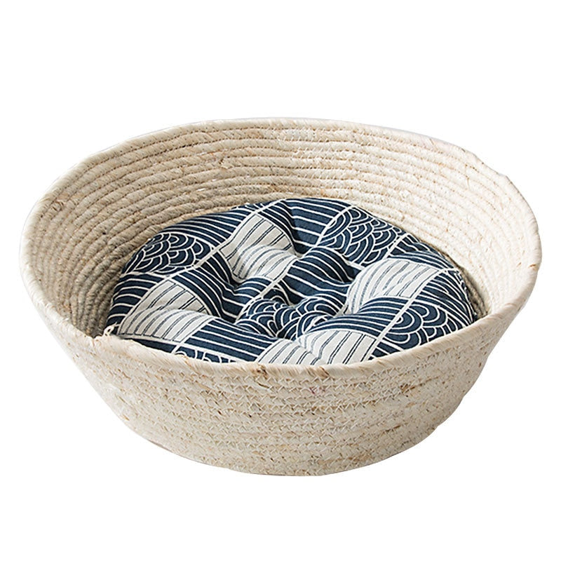 Cat Bed Rattan Four-season Universal Cat Bed Woven Cat Bed