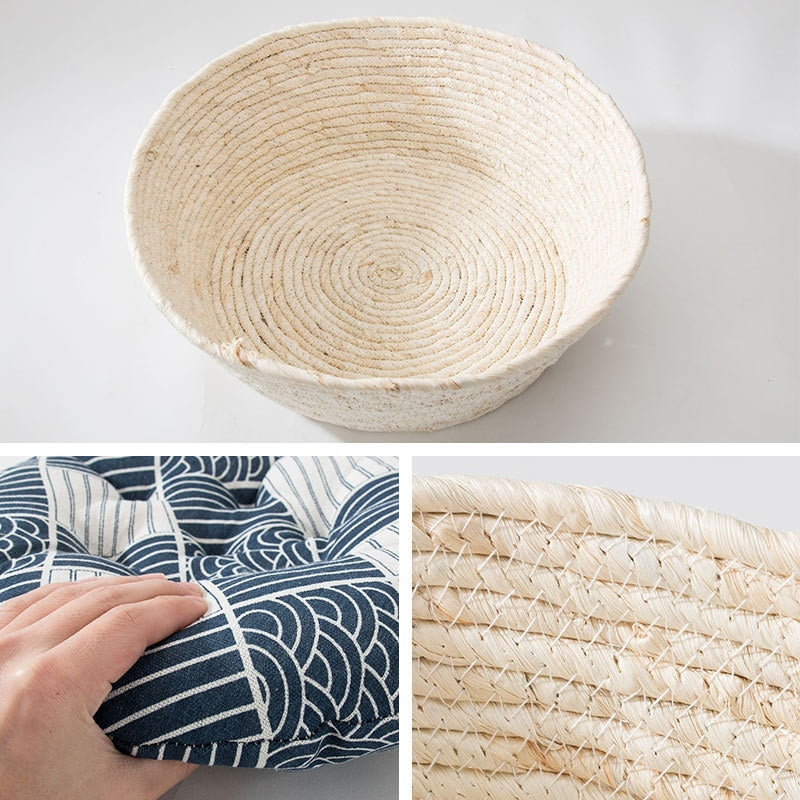 Cat Bed Rattan Four-season Universal Cat Bed Woven Cat Bed
