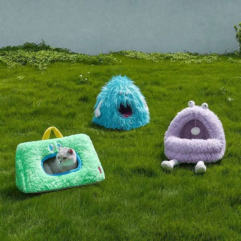 Monster Cat Bed Cave | Cozy & Washable Indoor Bed for Anxious Cats