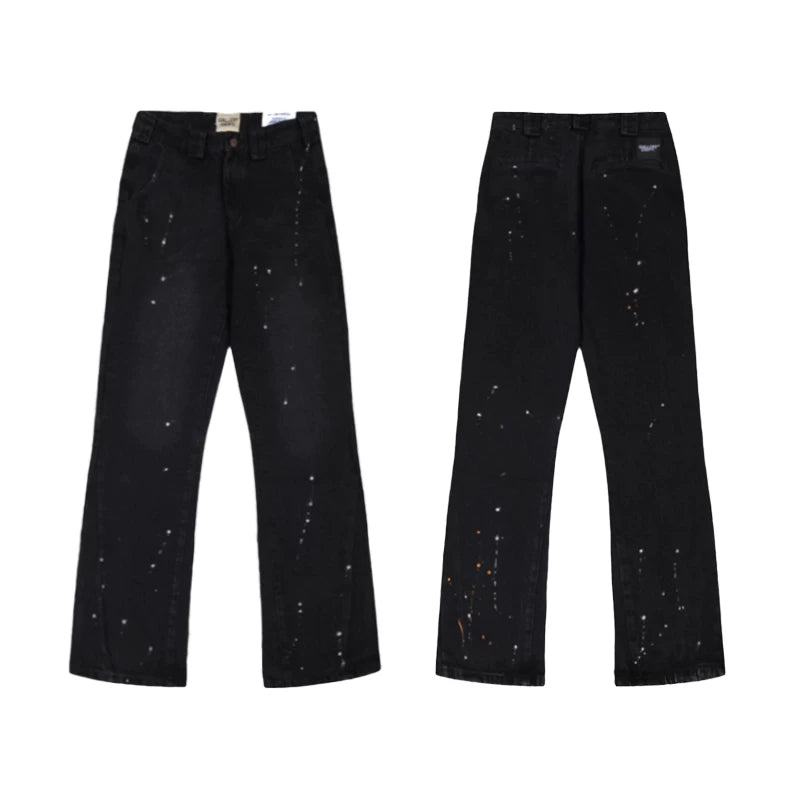 Gallery Dept Black Paint‑Speck Straight Jeans