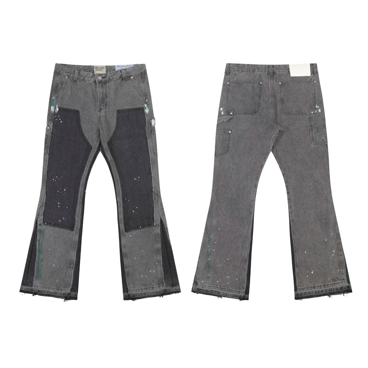 Gallery Dept Grey‑Black Patch‑Splice Flare Jeans