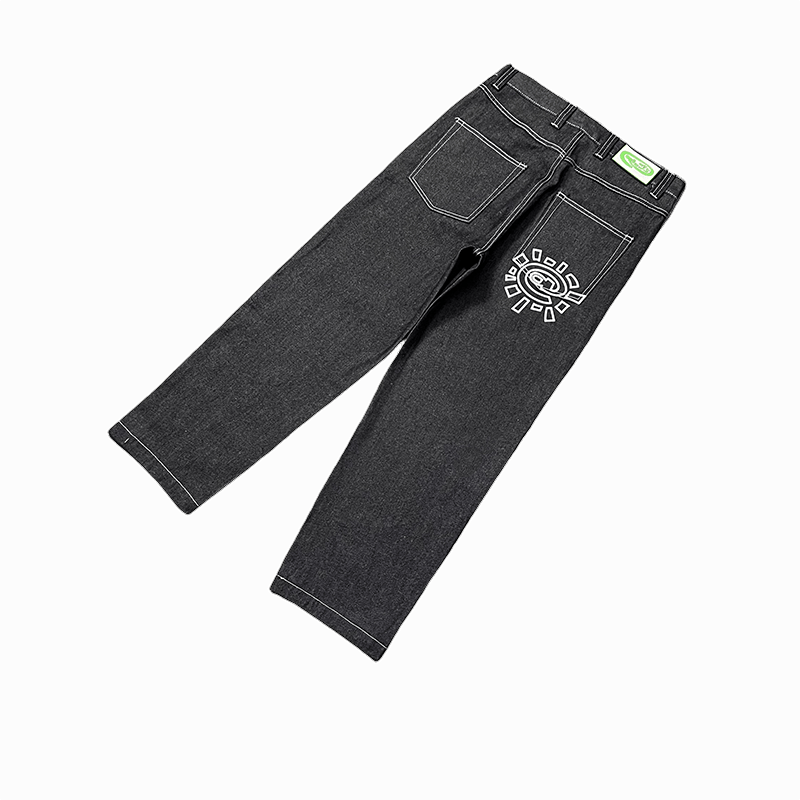 ADWYSD Black Denim White Sun Jeans