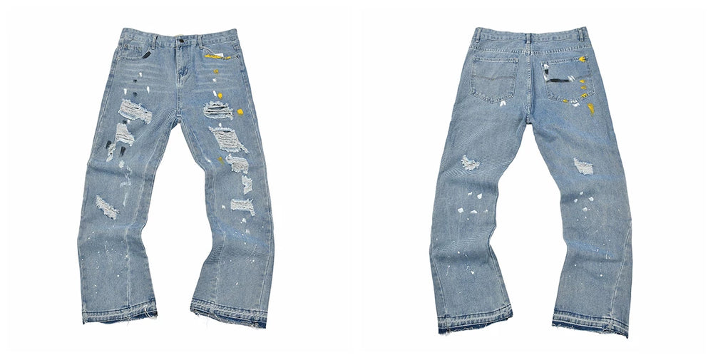 Gallery Dept Multi‑Mark Distressed Paint Jeans