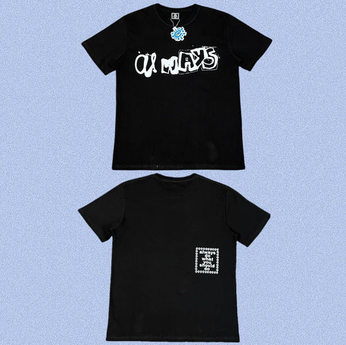 ADWYSD Black Chaos Letter Graphic Tee