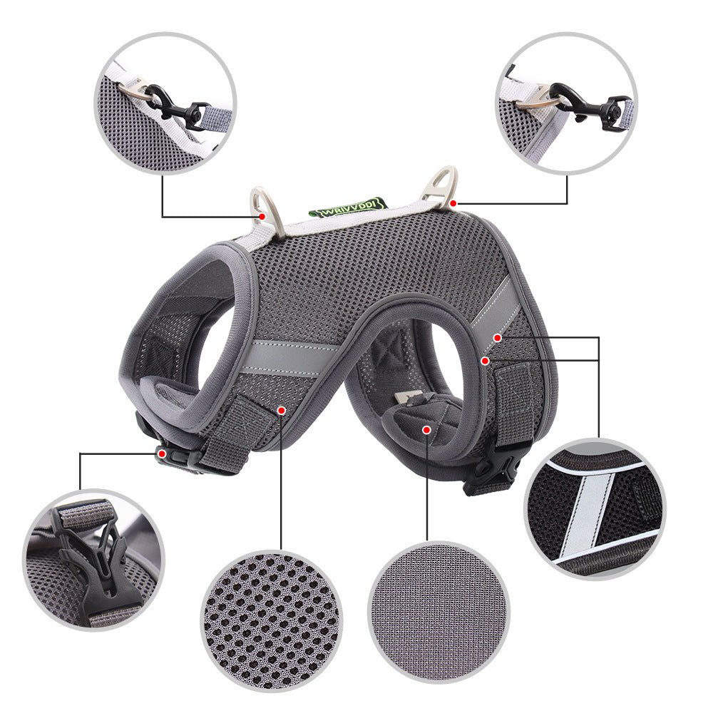 Pet Dog Cat harness Mesh Air-breathable Chest Strap With Leash
