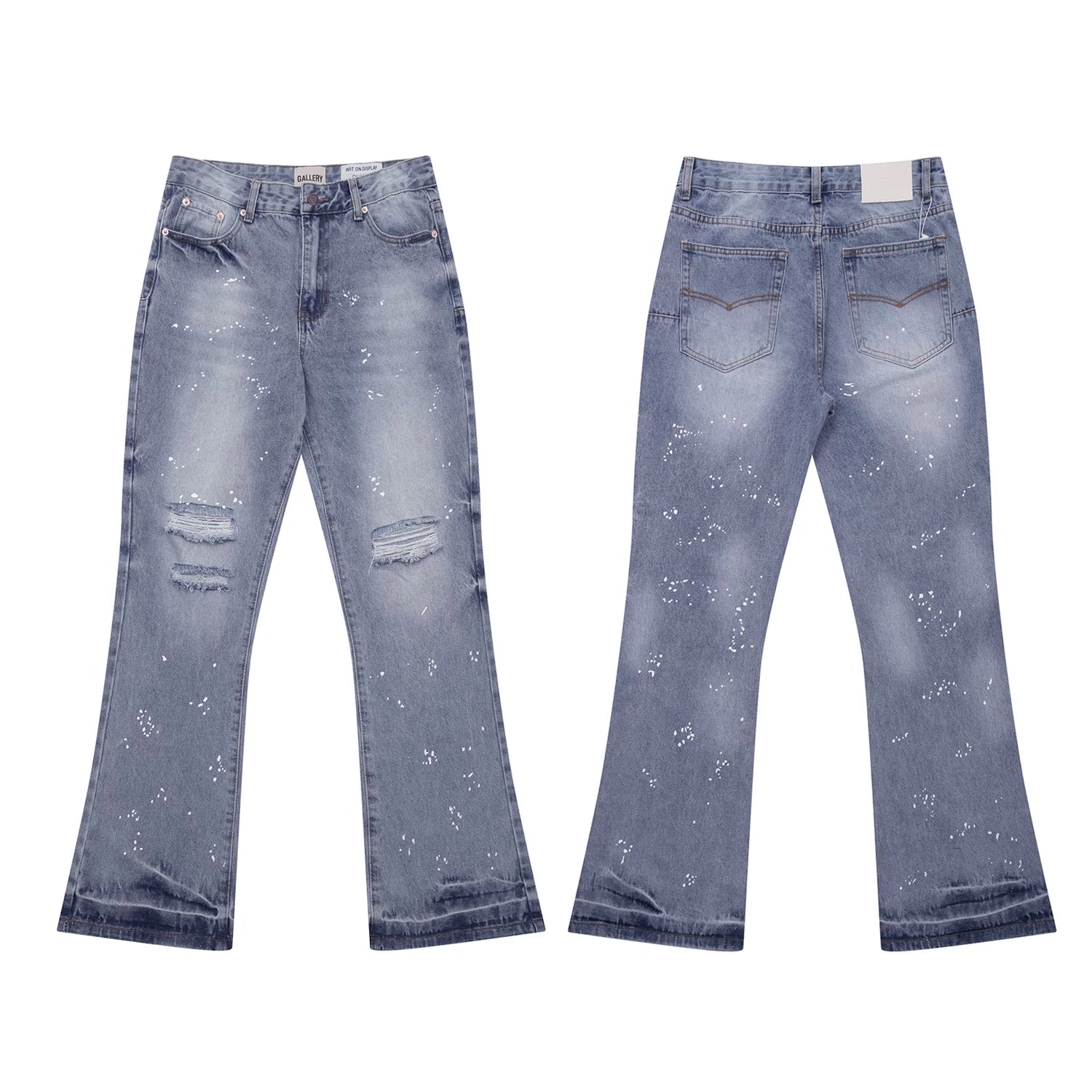 Gallery Dept Light‑Wash Ripped Paint‑Speck Jeans