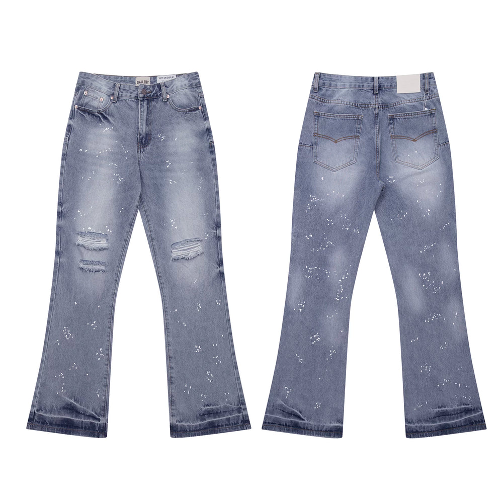 Gallery Dept Light‑Wash Ripped Paint‑Speck Jeans