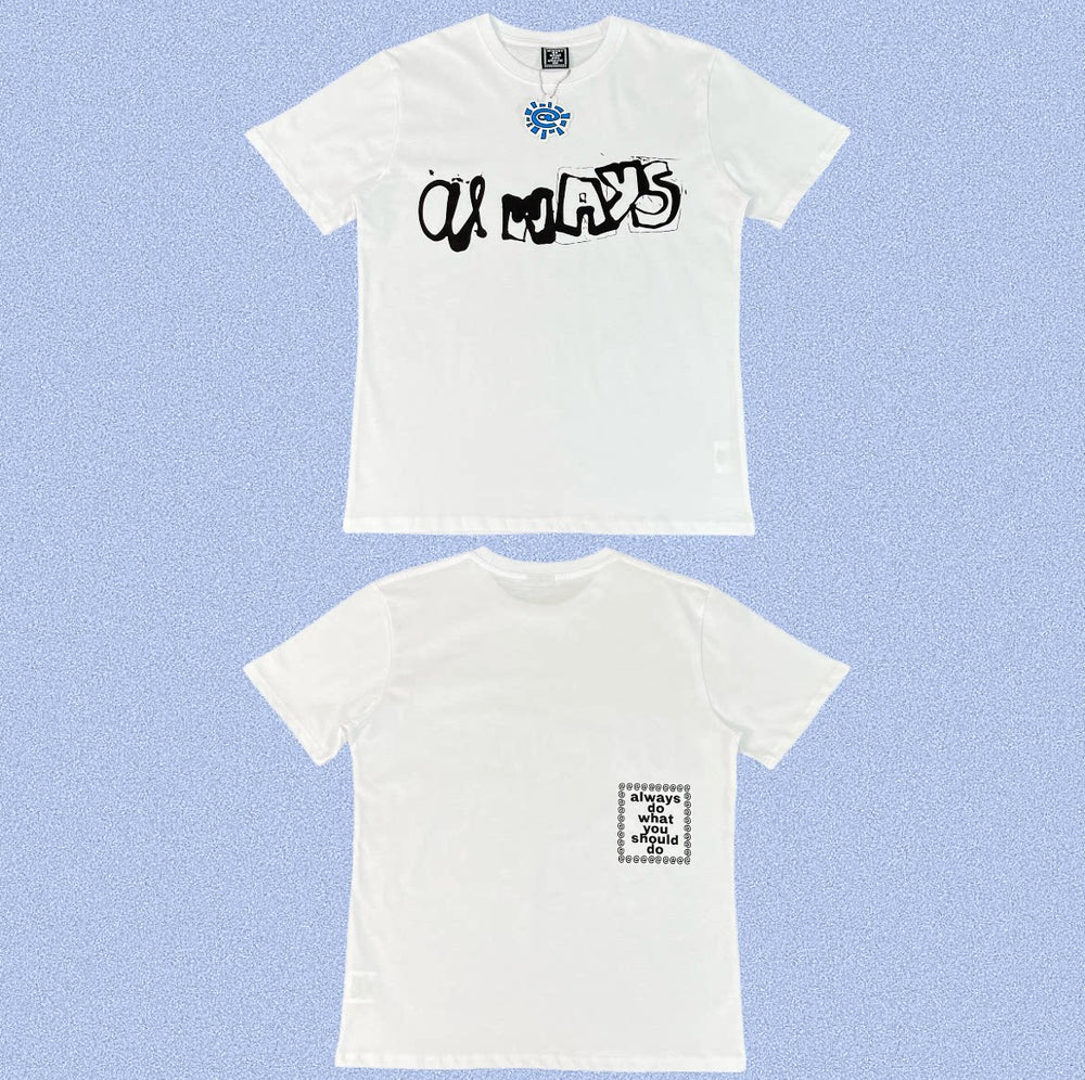 ADWYSD White Chaos Letter Print Tee