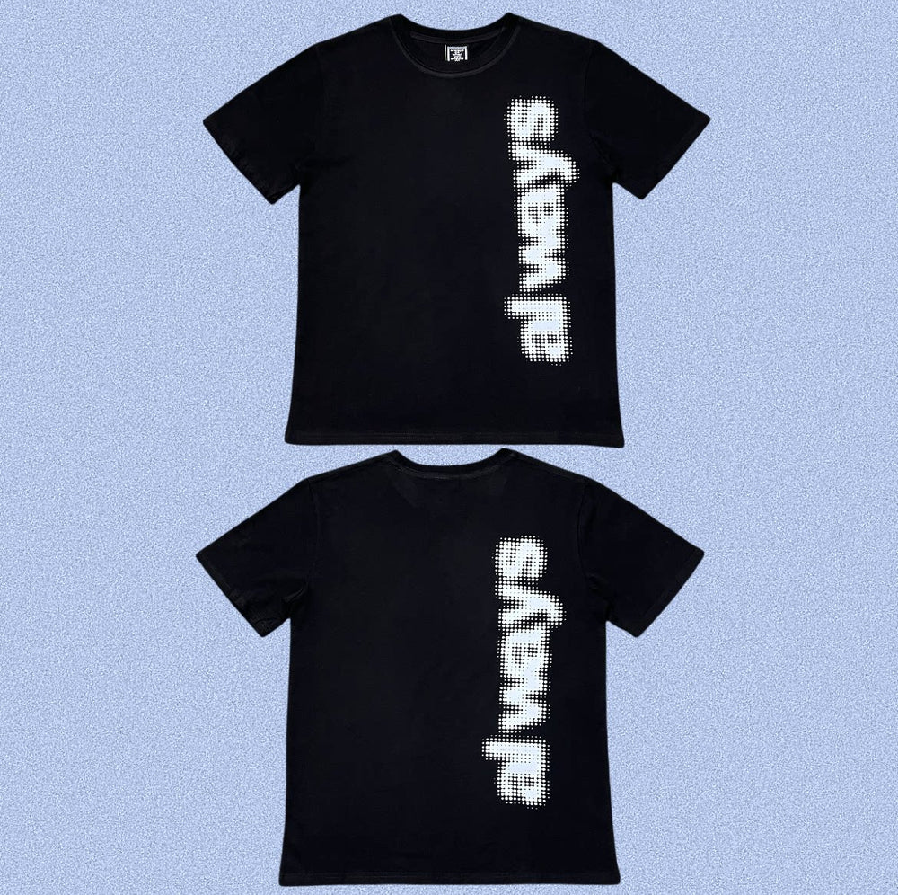 ADWYSD Black Vertical Distorted Text Tee