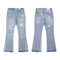 Gallery Dept Light‑Wash Ripped Paint‑Speck Flare Jeans