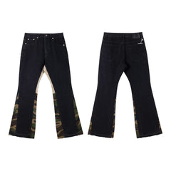 Gallery Dept Camo‑Panel Black Flare Jeans