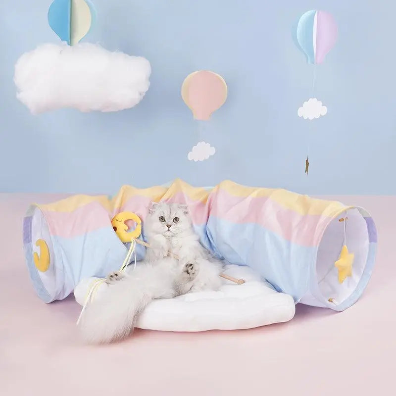 Rainbow Cat Tunnel Bed – Play, Relax, and Love It!