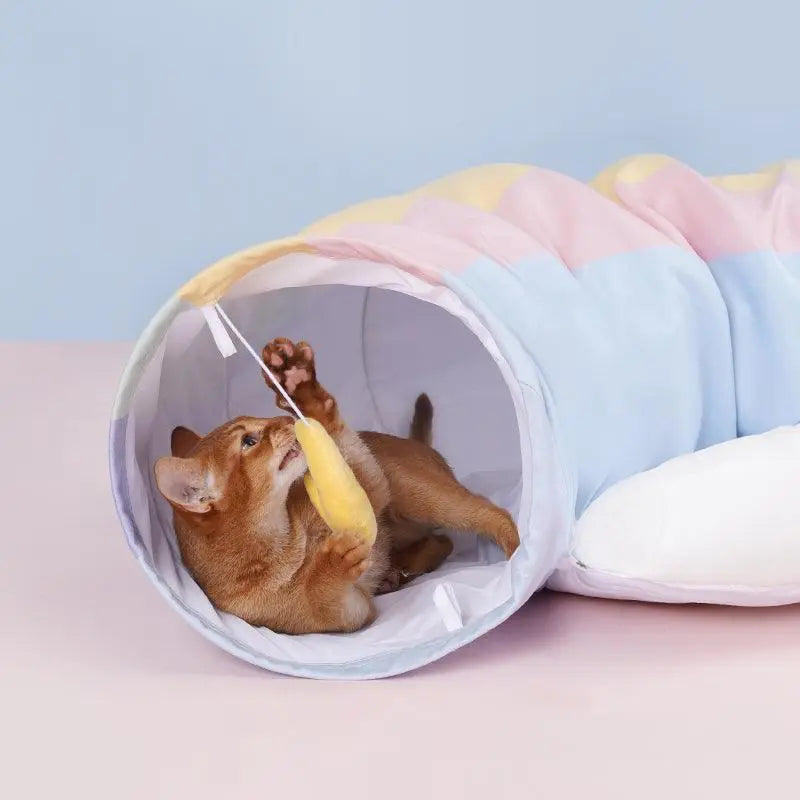 Rainbow Cat Tunnel Bed – Play, Relax, and Love It!