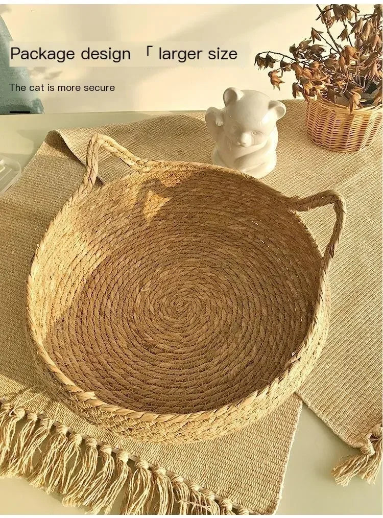 Handmade Woven Rattan Cat Bed