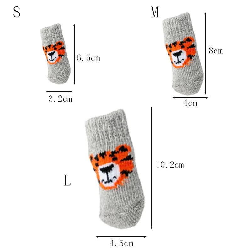 4Pcs Winter Pet Socks