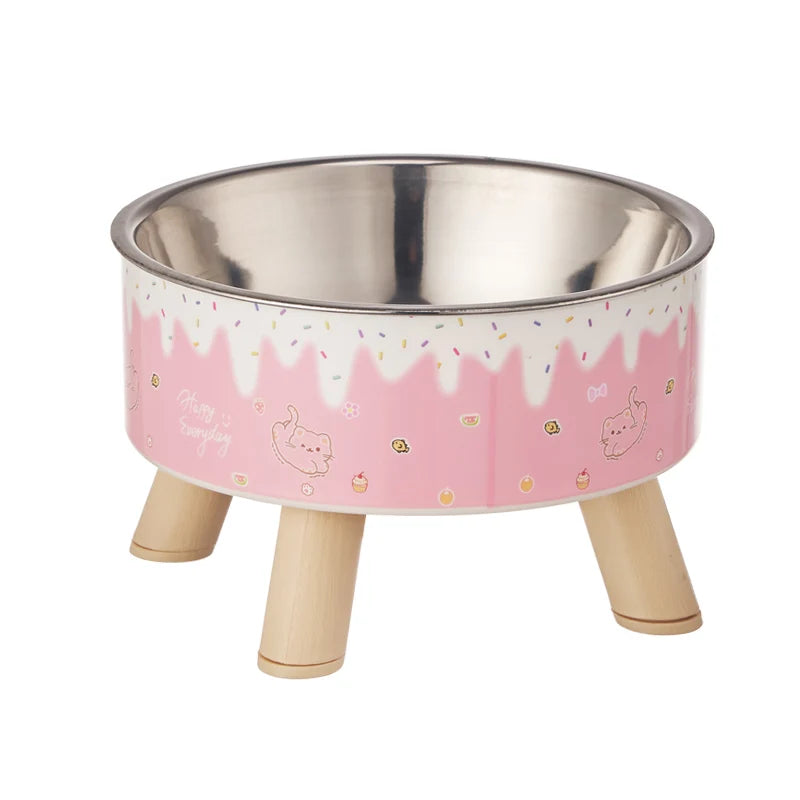 Elevated Dog Bowl with Colorful Design