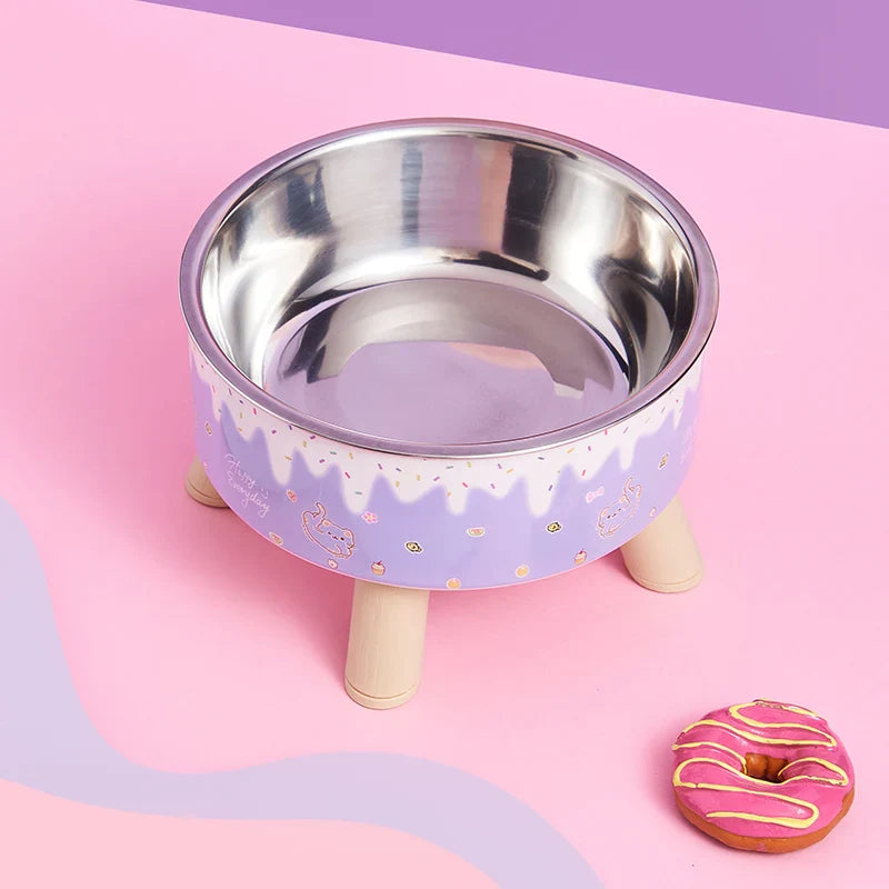 Elevated Dog Bowl with Colorful Design