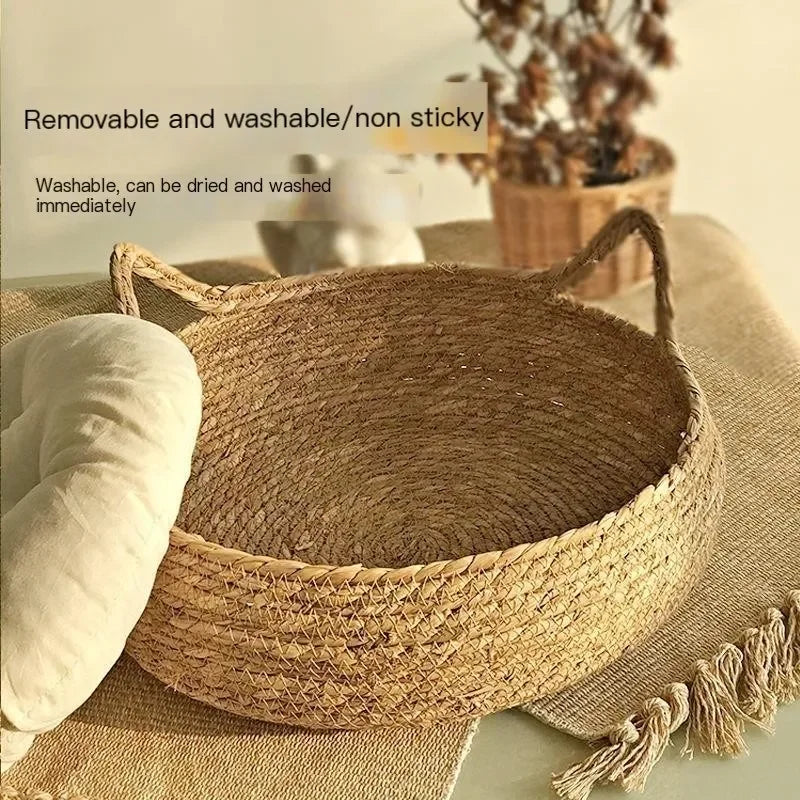 Handmade Woven Rattan Cat Bed