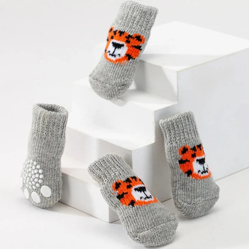 4Pcs Winter Pet Socks