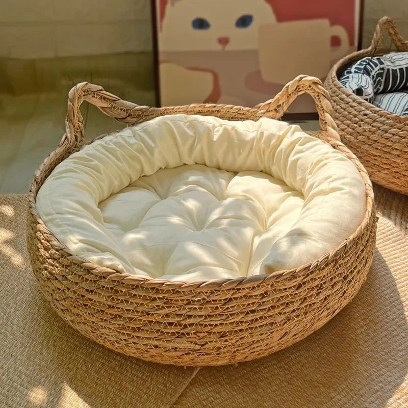 Handmade Woven Rattan Cat Bed
