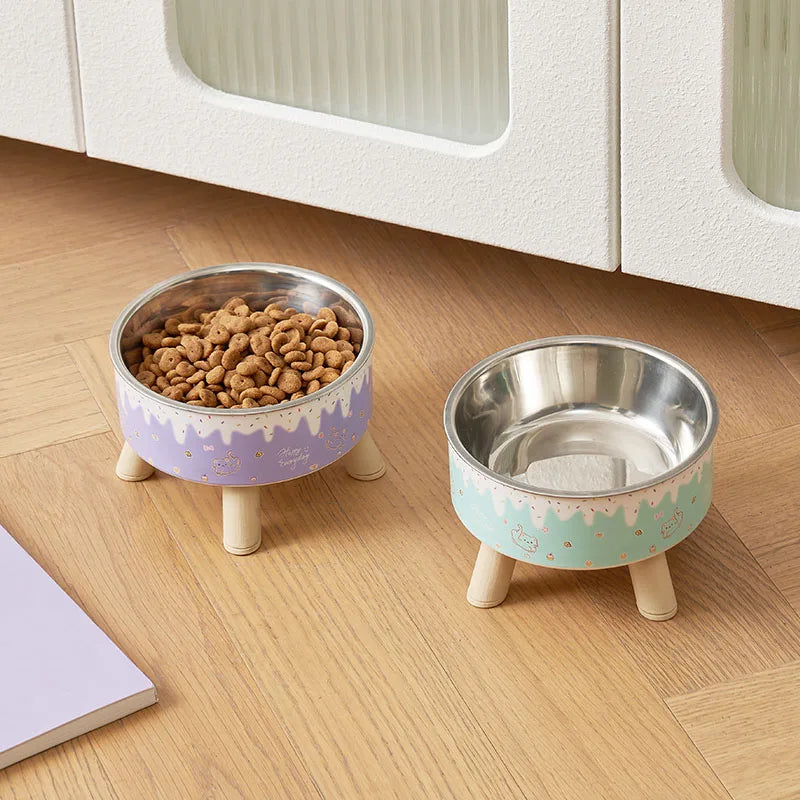 Elevated Dog Bowl with Colorful Design