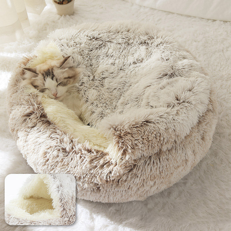 Cat Bed Plush Warm Round Pet Bed