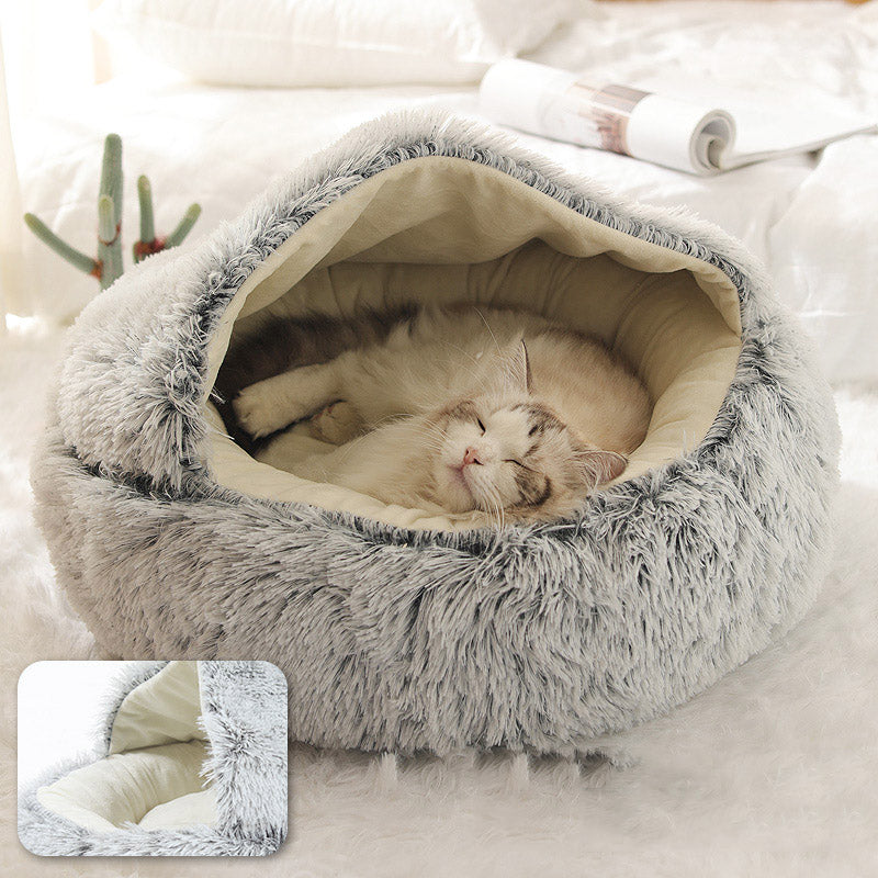 Cat Bed Plush Warm Round Pet Bed
