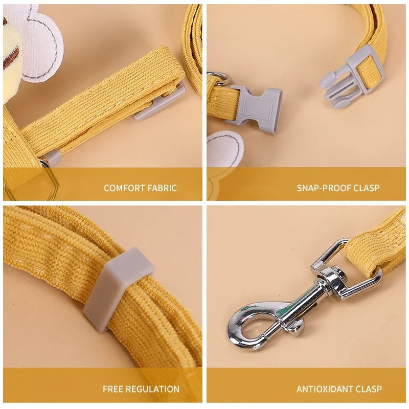 Adjustable Cat & Dog Harness Leash Set – Cute Bee Design for Small & Medium Pets | Outdoor Walking Gear
