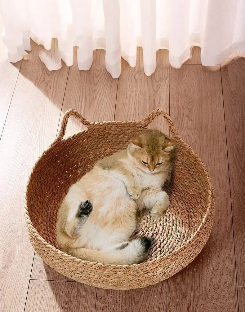 Handmade Woven Rattan Cat Bed