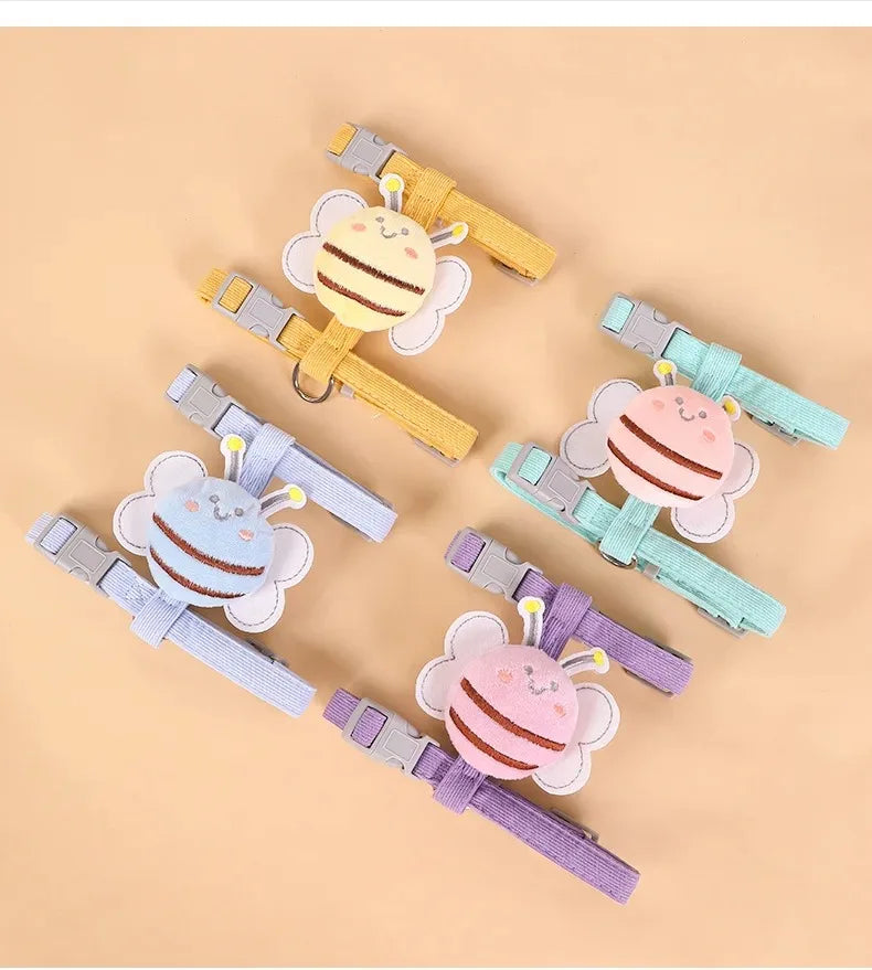 Adjustable Cat & Dog Harness Leash Set – Cute Bee Design for Small & Medium Pets | Outdoor Walking Gear