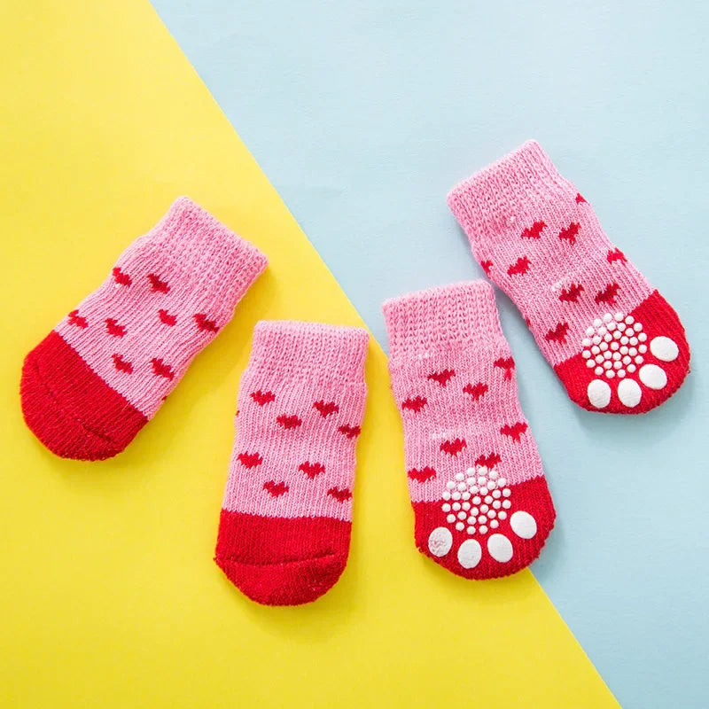 4Pcs Winter Pet Socks