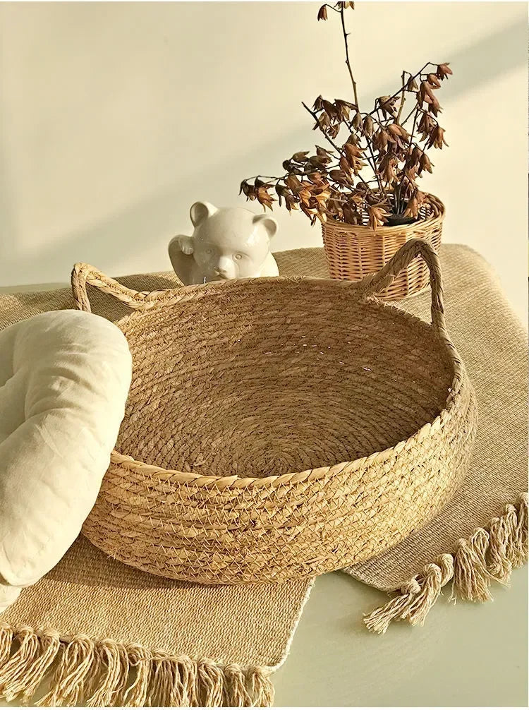 Handmade Woven Rattan Cat Bed