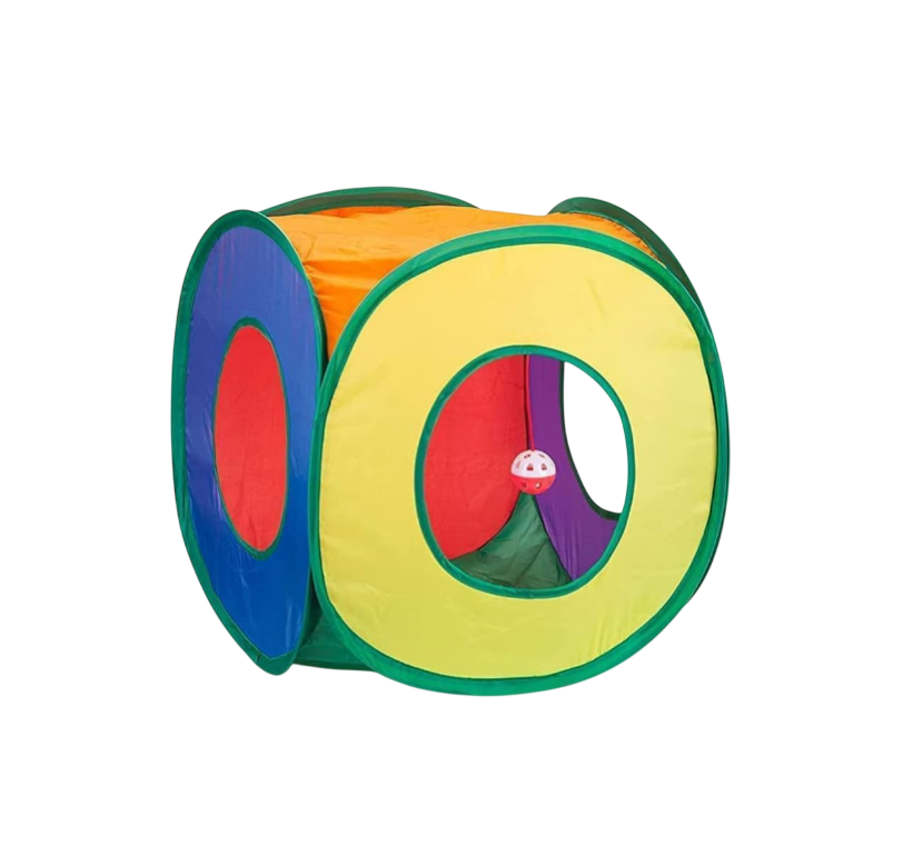 Cat Tunnel with Play Ball, Interactive Peek-a-Boo Cat Toys Tube Toy, Colorful Cube
