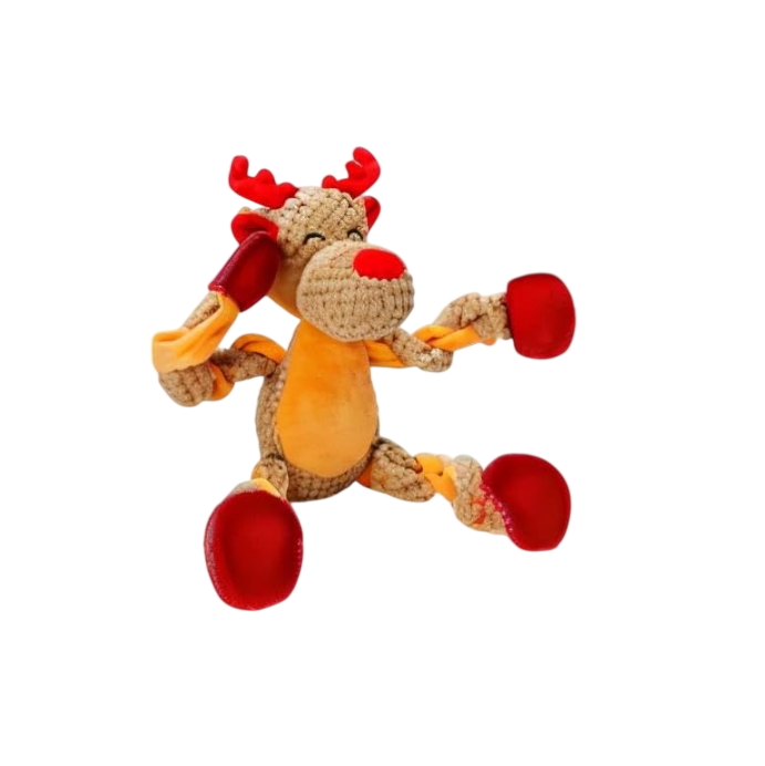 Christmas Dog Toys, Squeaky Snowman Plush with Ropes for Tug of War, Durable Interactive Chew Toys for Puppy Small Medium Large Dogs