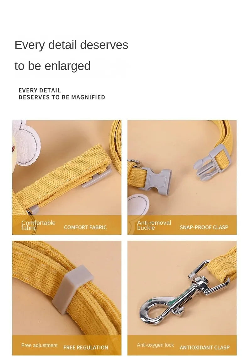 Adjustable Cat & Dog Harness Leash Set – Cute Bee Design for Small & Medium Pets | Outdoor Walking Gear