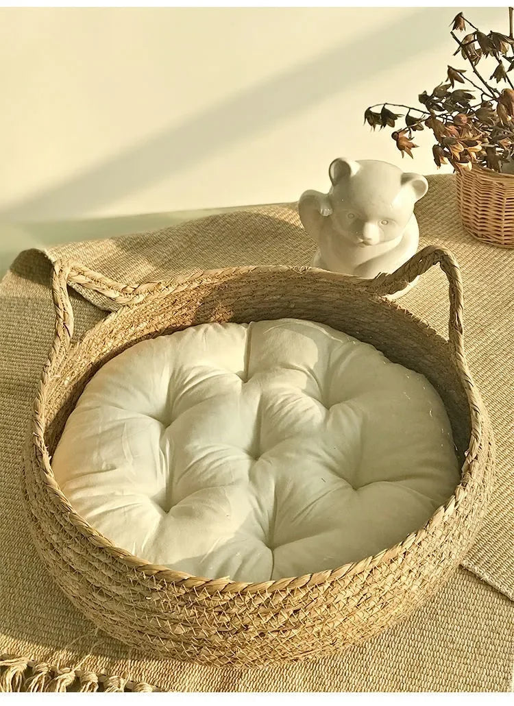 Handmade Woven Rattan Cat Bed