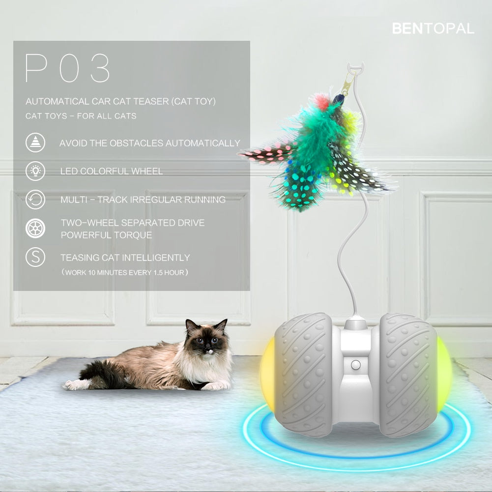 Smart Interactive Cat Toy Irregular Rotating Model LED Light-Feather Kitty Balls