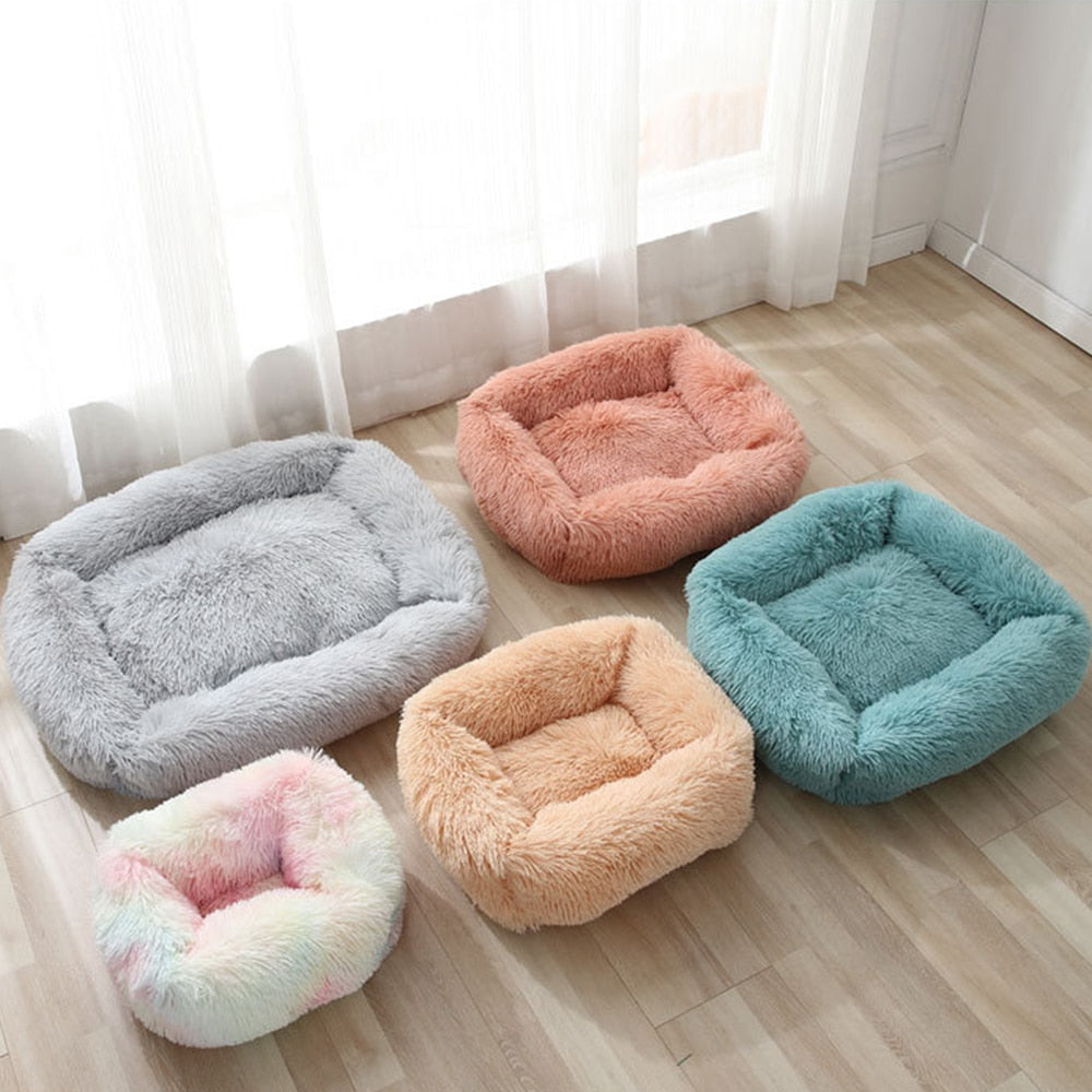 Fuzzy nest dog bed Square Long Plush Pet Bed