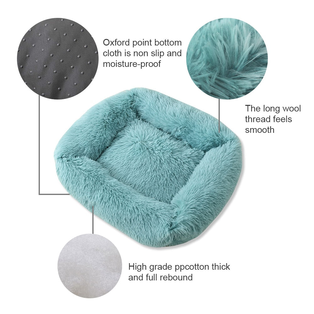 Fuzzy nest dog bed Square Long Plush Pet Bed
