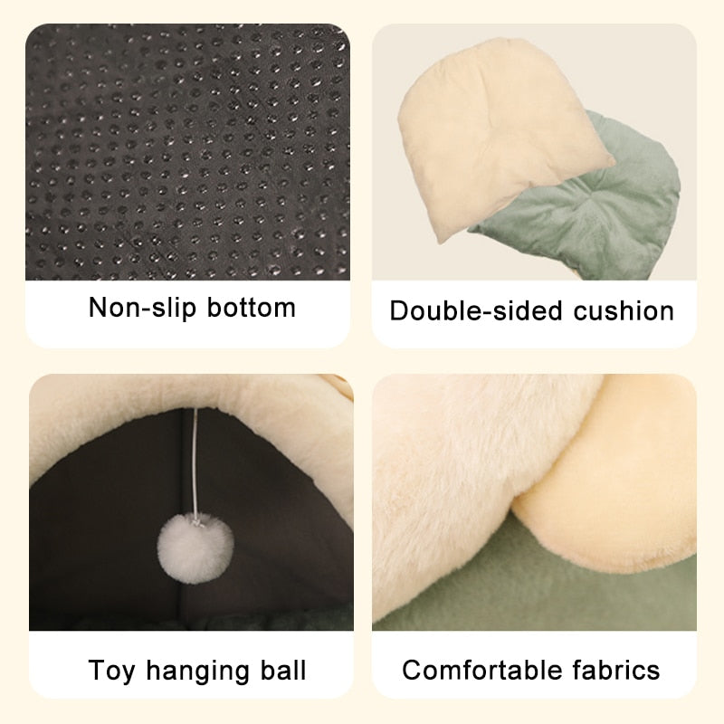 Sweet Cat Bed Warm Pet Basket Cozy Kitten Lounger Cushion Cat House Tent Very Soft Small Dog Mat Bag
