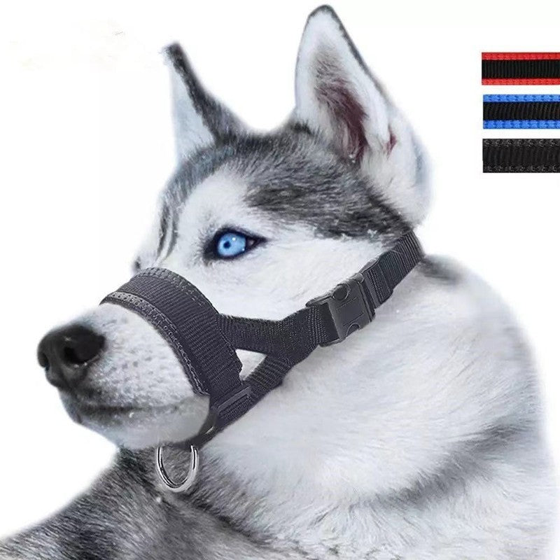 Dog Mouth Muzzle Anti Bark Dog Collar Breathable Dog Training Tool Nylon Muzzle Set With Stripes Summer Pet Leashes