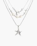 The Mellow Necklace & Starfish Necklace Set in Silver