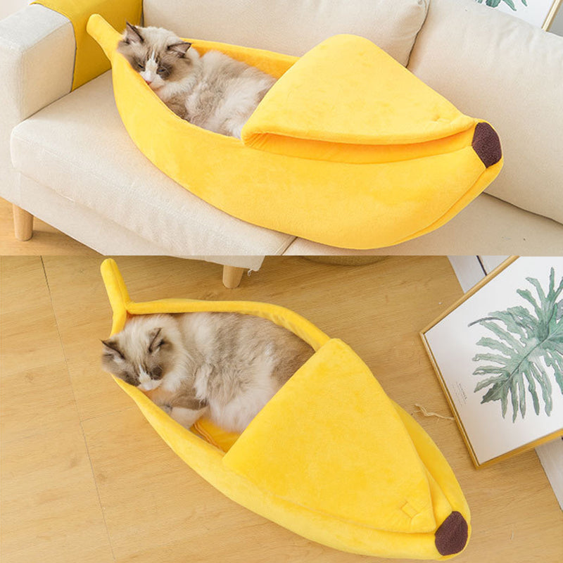 PetCare Soft Banana Shaped Cat Bed