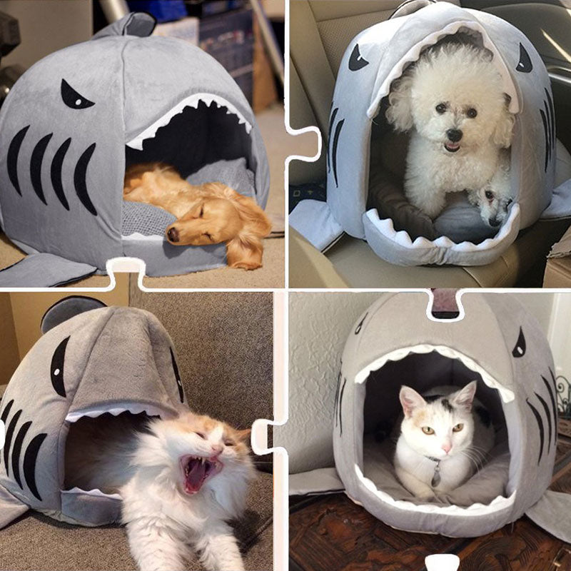 Shark Pet Bed Small Dog Cat House Indoor soft Kennel